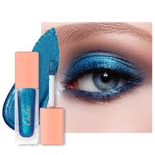 blue liquid eyeliner glitter eye makeup