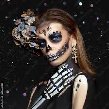 halloween beauty skeleton woman makeup