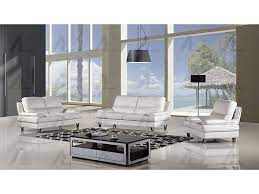 White Genuine Leather Sofa Set