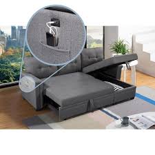 reversible sleeper sectional linen sofa