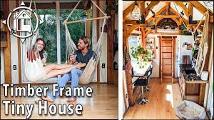 timber frame tiny house built by couple