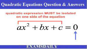 Quadratic Equation Questions Answers
