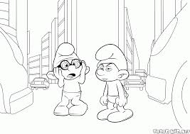 The smurfs coloring pages for kids. Coloring Page Brainy Smurf And Grouchy Smurf