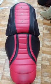 Red And Black Rexine Bike Seat Cover
