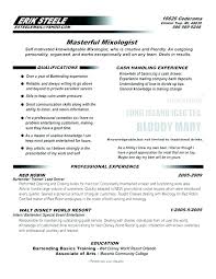 Bartending Resume Templates With No Experience Bartender Samples