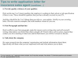 Insurance Sales Agent Application Letter