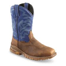 Tony Lama Mens Roustabout Blue Waterproof Steel Toe Western Work Boots