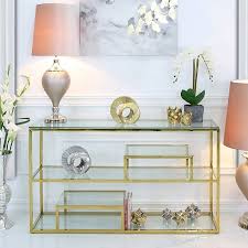 Bailey Gold Steel 3 Tier Console Table