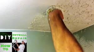 water damaged drywall ceiling repair