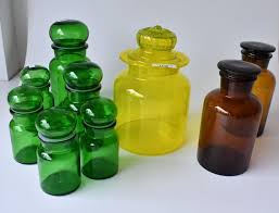 Vintage Belgium Green Glass Storage Jar