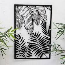 Black Metal Fern Palm Leaf Wall Art