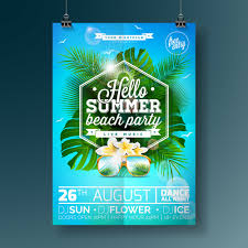 Summer Beach Party Poster Templates Vector Set 15 Free Download