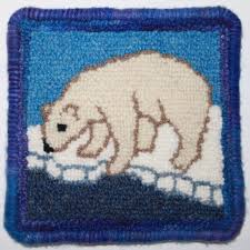 polar bear coaster rug hooking kit