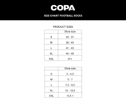 Size Chart Football Socks Eur Uk Copa