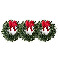 H for Happy™ Classic Faux Pre-Lit LED Christmas Wreaths in Green (Set of 3)  | Bed Bath & Beyond