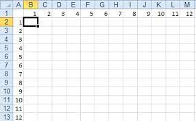 create a multiplication table excel