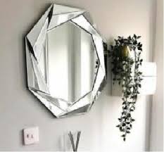 Round Silver Octagonal Wall Mirror 65cm