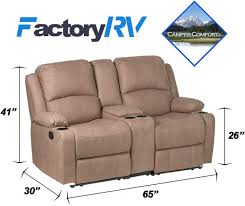 Camper Comfort 65 Wall Hugger Reclining Rv Camper Theater Seats Cappuccino Double Recliner Rv Sofa Console Rv Couch Wall Hugger Recliner