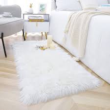 white faux fur bedside runner luxury
