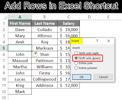 add rows in excel shortcut how to add