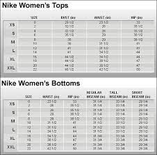 nike pro shorts size chart