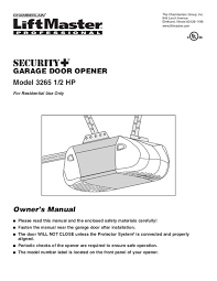 user manual liftmaster 3265 english