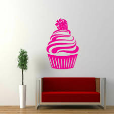 Large Strawberry Cupcake Wall Decals
