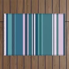 aqua marine colored striped outdoor rug