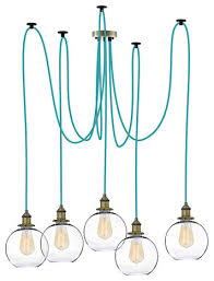 Turquoise And Glass Shade Pendant Lighting Industrial Pendant Lighting By Hangout Lighting