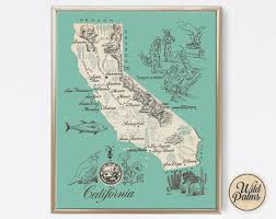 california map poster art print wall