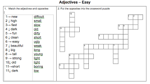 Click the answer to find similar crossword clues. Matching And Crossword Puzzle For Learning Basic Adjectives Crossword Crossword Puzzle Adjective Worksheet