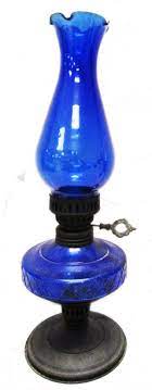 Blue Glass Oil Lamp Auction Here