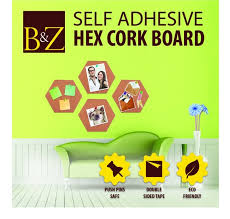 B Z Sticky Cork Board Tiles Hexagone