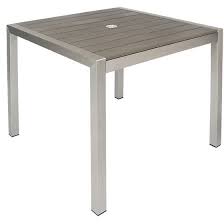 Grey Aluminum Patio Table With Dark