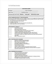 Sample Employee Evaluation Template Business