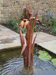 Sculptural Copper Iris Water Feature