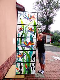 Strelitzia Stained Glass Panel Bird Of