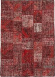red patchwork hand knotted turkish rug