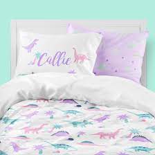 girls room bedding pink purple dinosaur