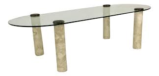 This piece comes in your choice of available finishes, polished for an extraordinary shine, and topped in thick, clear glass, tempered for extra strength. Vintage Custom Glass Top Coffee Table With Marble And Bronze Legs Chairish