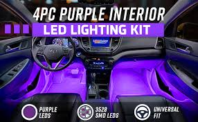 Amazon Com Ledglow 4pc Purple Led Interior Footwell Underdash Neon Lighting Kit For Cars Trucks 7 Unique Patterns Music Mode 8 Brightness Levels Auto Illumination Bypass Mode Universal Fitment Automotive