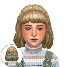 child curly semiup bow hair the sims