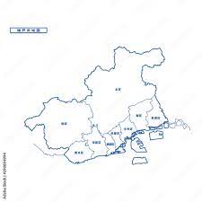 神戸市地図 シンプル白地図 市区町村 Stock ベクター | Adobe Stock
