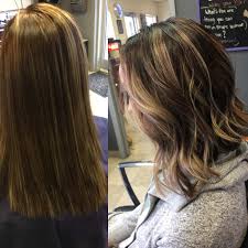 Before And After Long To Short Dark To Light Balayage On A