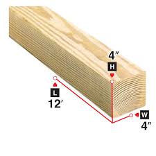 4 in x 4 in x 12 ft spruce lumber