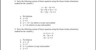 8 solve the following system of linear