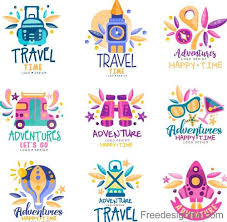 travel logos hand drawn design vector