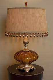 Elegant Vintage Amber Glass Lamp With