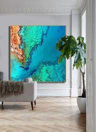 Turquoise Wall Art Abstract Ocean Art