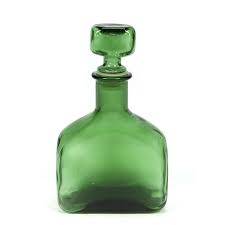 Vintage Green Glass Decanter With